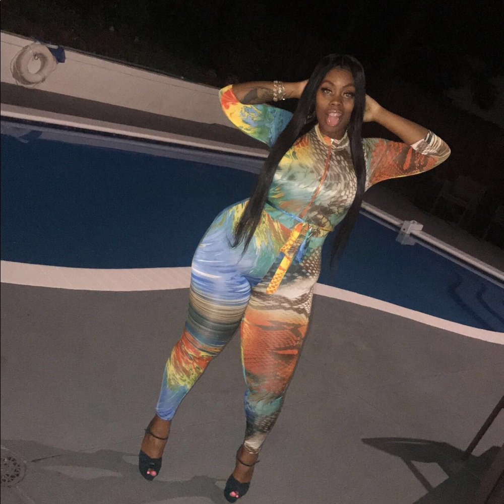 Woman’s size large printed painted body suit